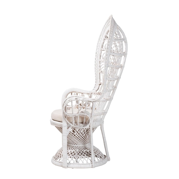 Bali & Pari Kallima Modern Bohemian White Natural Rattan Peacock Chair - 242-13598-ZORO