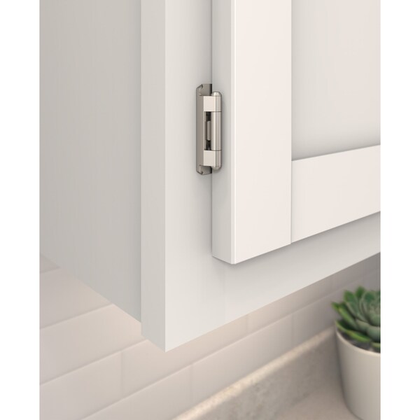 Amerock 1/2in 13 mm Overlay Self-Closing, Partial Wrap Satin Nickel Hinge - 1 Pair - BPR7550G10