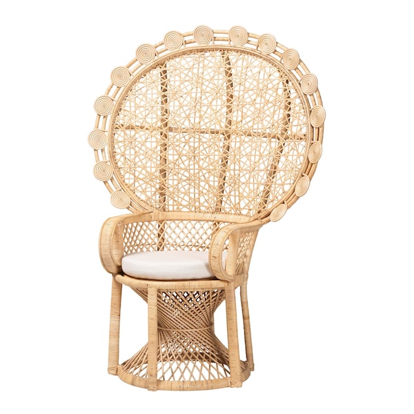 Bali & Pari Hecate Modern Bohemian Natural Brown Rattan Peacock Chair - 242-13599-ZORO