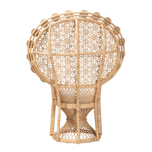 Bali & Pari Hecate Modern Bohemian Natural Brown Rattan Peacock Chair - 242-13599-ZORO