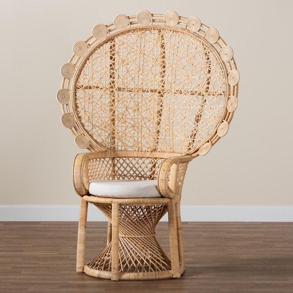 Bali & Pari Hecate Modern Bohemian Natural Brown Rattan Peacock Chair - 242-13599-ZORO
