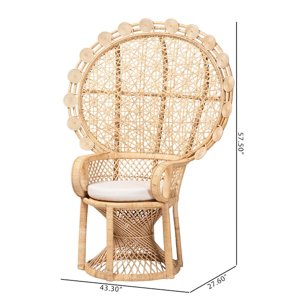 Bali & Pari Hecate Modern Bohemian Natural Brown Rattan Peacock Chair - 242-13599-ZORO