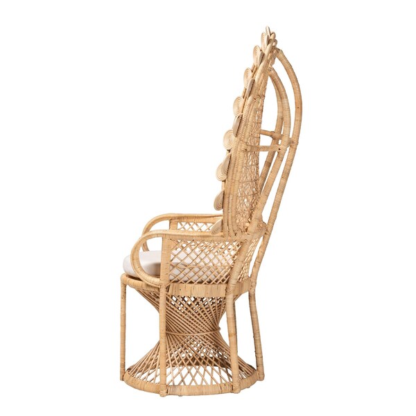Bali & Pari Hecate Modern Bohemian Natural Brown Rattan Peacock Chair - 242-13599-ZORO