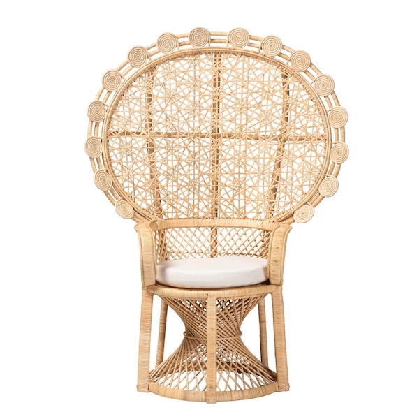 Bali & Pari Hecate Modern Bohemian Natural Brown Rattan Peacock Chair - 242-13599-ZORO