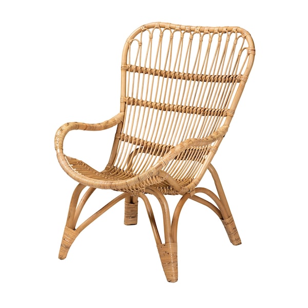 Baxton Studio Earvin Modern Bohemian Natural Brown Rattan Armchair - 224-12707-ZORO
