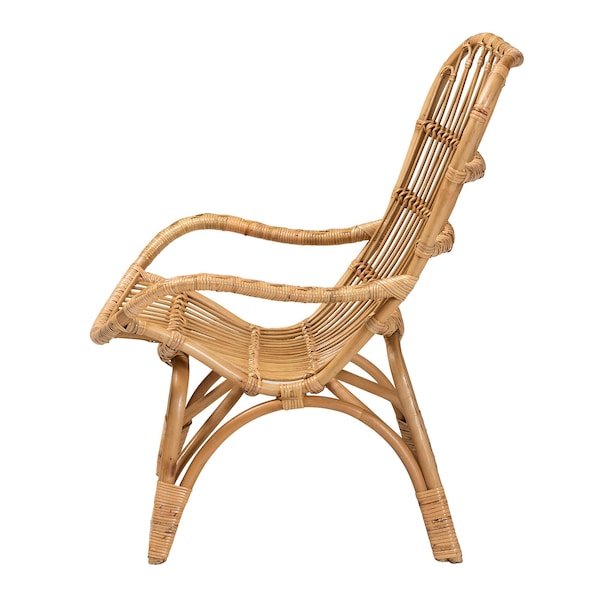 Baxton Studio Earvin Modern Bohemian Natural Brown Rattan Armchair - 224-12707-ZORO