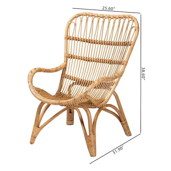 Baxton Studio Earvin Modern Bohemian Natural Brown Rattan Armchair - 224-12707-ZORO