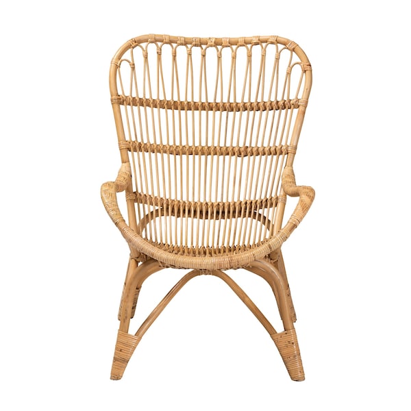 Baxton Studio Earvin Modern Bohemian Natural Brown Rattan Armchair - 224-12707-ZORO
