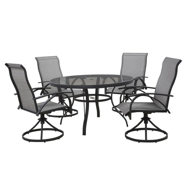 Living Accents Living Accents Roscoe Black Steel Frame Sling Swivel Chair - 20S1570S- 2PK
