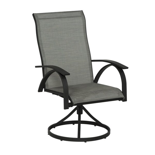 Living Accents Living Accents Roscoe Black Steel Frame Sling Swivel Chair - 20S1570S- 2PK