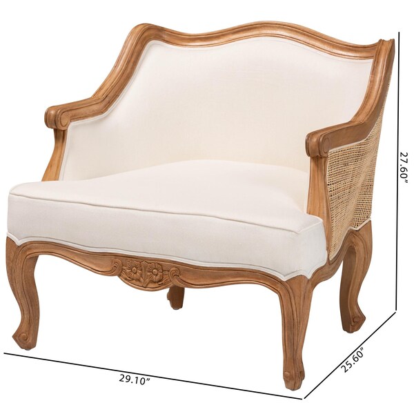 Bali & Pari Sylvestra Traditional Beige Fabric and Honey Oak Finished Wood Low Seat Accent Chair - 238-13387-ZORO