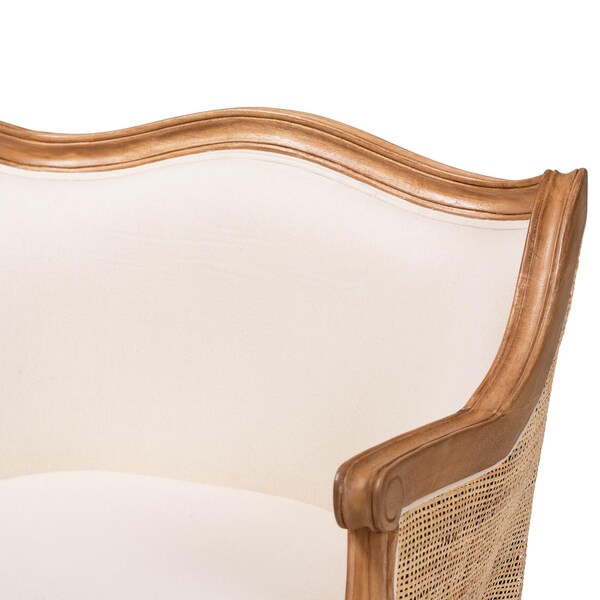 Bali & Pari Sylvestra Traditional Beige Fabric and Honey Oak Finished Wood Low Seat Accent Chair - 238-13387-ZORO