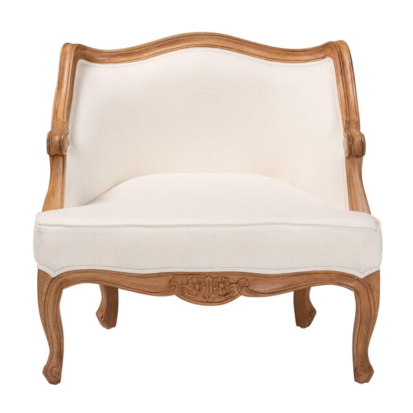 Bali & Pari Sylvestra Traditional Beige Fabric and Honey Oak Finished Wood Low Seat Accent Chair - 238-13387-ZORO