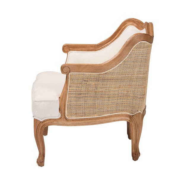 Bali & Pari Sylvestra Traditional Beige Fabric and Honey Oak Finished Wood Low Seat Accent Chair - 238-13387-ZORO