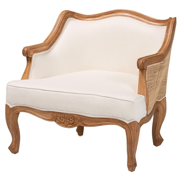Bali & Pari Sylvestra Traditional Beige Fabric and Honey Oak Finished Wood Low Seat Accent Chair - 238-13387-ZORO