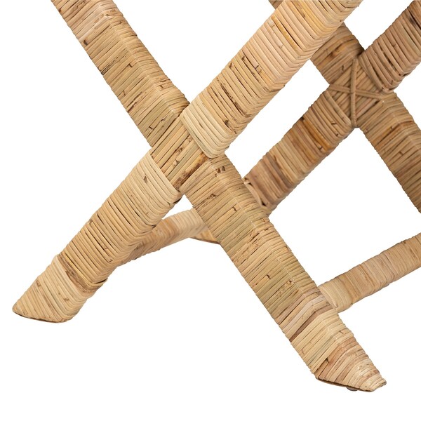 Baxton Studio Farica Modern Bohemian Natural Rattan And Mahogany Accent Bench - 217-12729-ZORO