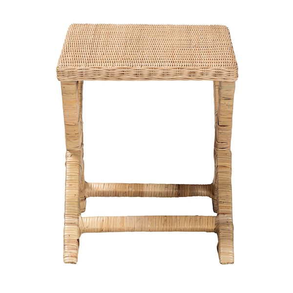 Baxton Studio Farica Modern Bohemian Natural Rattan And Mahogany Accent Bench - 217-12729-ZORO