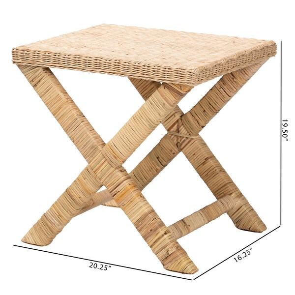 Baxton Studio Farica Modern Bohemian Natural Rattan And Mahogany Accent Bench - 217-12729-ZORO
