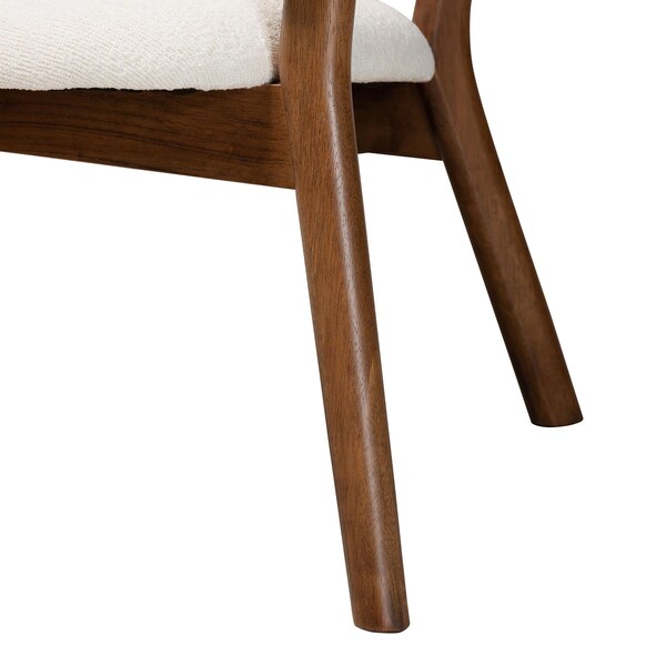 Baxton Studio Baron Mid-Century Modern Cream Boucle Fabric Upholstered 2-Piece Living Room Accent Chair Set, PR - 233-2PC-13278-ZORO