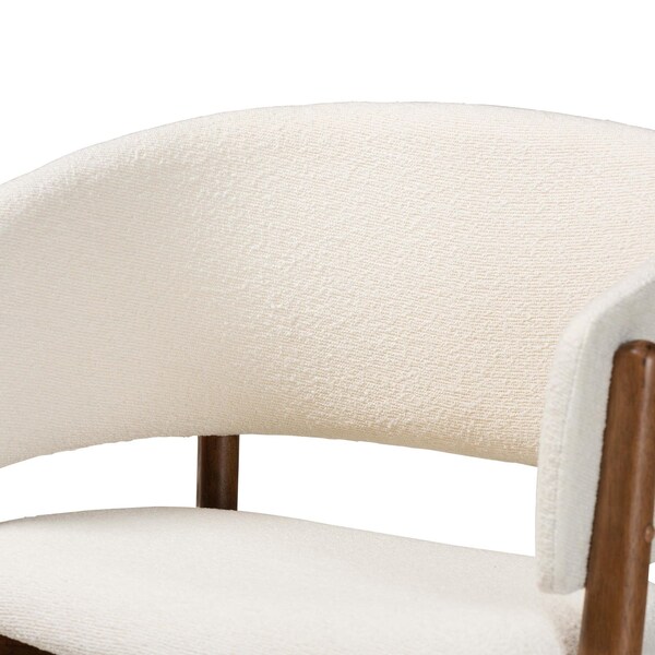 Baxton Studio Baron Mid-Century Modern Cream Boucle Fabric Upholstered 2-Piece Living Room Accent Chair Set, PR - 233-2PC-13278-ZORO