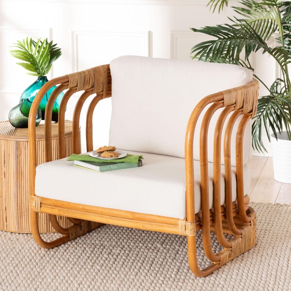 Bali & Pari Corsa Modern Bohemian Natural Rattan Arm Chair - 243-13541-ZORO