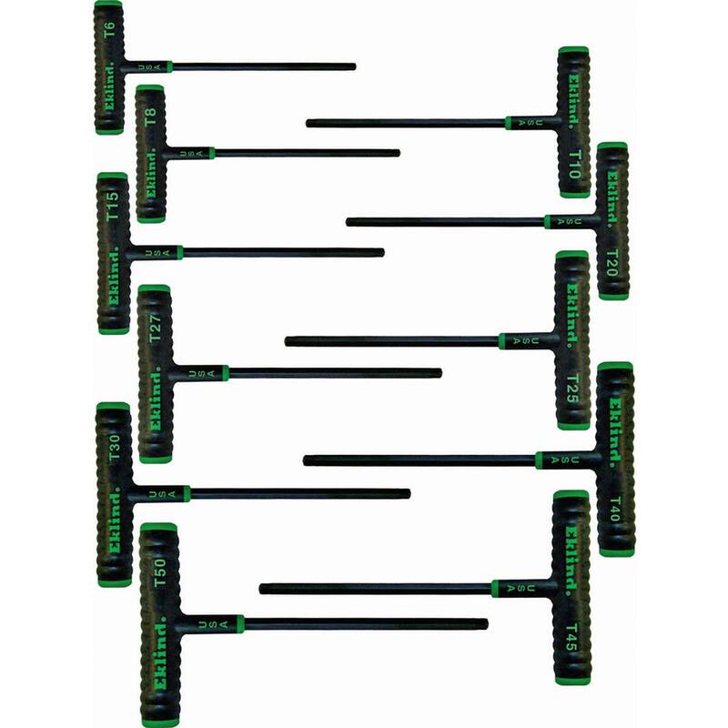 Juego de Llaves Hexagonales con Mango en T Eklind de 6 pulgadas, para Torx Tamaños T6 a T50 (11 piezas) con Estuche - 68691
