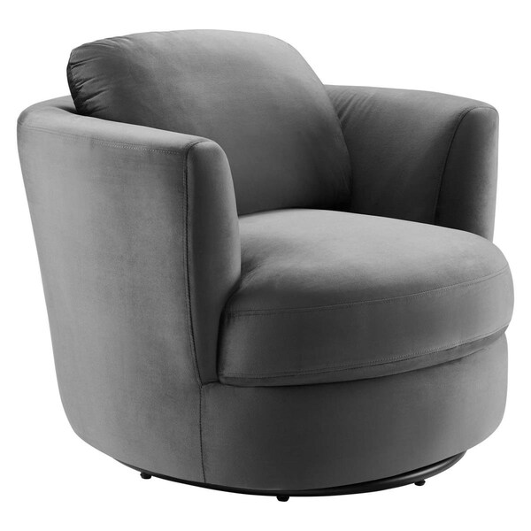 Modway Furniture Pirouette Performance Velvet Swivel Armchair, Gray - EEI-4345-GRY