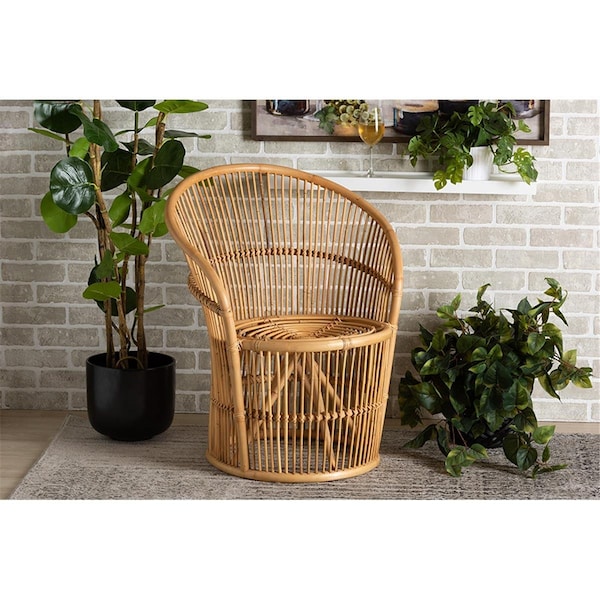 Wholesale Interiors 31.30 x 27.20 x 24.60 in. Baxton Studio Narva Modern Bohemian Rattan Accent Chair, Natural Brown - 193271289967