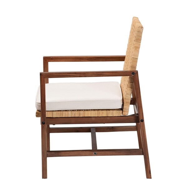 Bali & Pari Lovina Bohemian Light Honey Rattan and Acacia Wood Arm Chair - 245-13574-ZORO