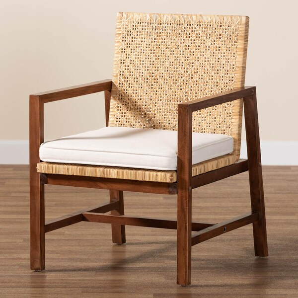 Bali & Pari Lovina Bohemian Light Honey Rattan and Acacia Wood Arm Chair - 245-13574-ZORO