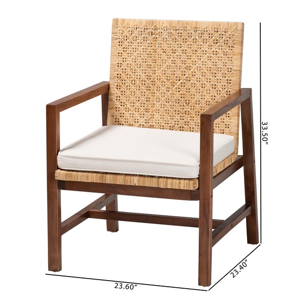 Bali & Pari Lovina Bohemian Light Honey Rattan and Acacia Wood Arm Chair - 245-13574-ZORO