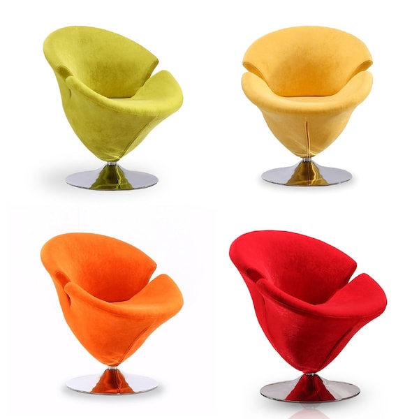 Manhattan Comfort Tulip Swivel Accent Chair Set of 4 in Multi Color Orange, Yellow, Green and Red - 4-AC029