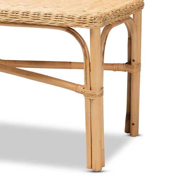 Baxton Studio Cacaban Modern Bohemian Natural Brown Rattan Accent Bench - 211-12747-ZORO