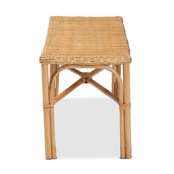 Baxton Studio Cacaban Modern Bohemian Natural Brown Rattan Accent Bench - 211-12747-ZORO