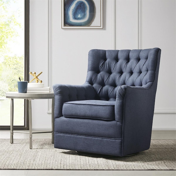 Madison Park Blue Mathis Swivel Glider Chair - MP103-0935