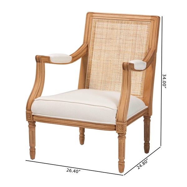 Bali & Pari Garridan Traditional French Beige Fabric and Honey Oak Finished Wood Accent Chair - 238-13312-ZORO