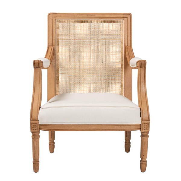 Bali & Pari Garridan Traditional French Beige Fabric and Honey Oak Finished Wood Accent Chair - 238-13312-ZORO