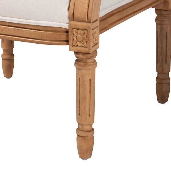 Bali & Pari Garridan Traditional French Beige Fabric and Honey Oak Finished Wood Accent Chair - 238-13312-ZORO