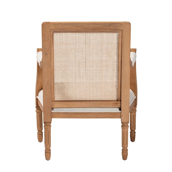 Bali & Pari Garridan Traditional French Beige Fabric and Honey Oak Finished Wood Accent Chair - 238-13312-ZORO