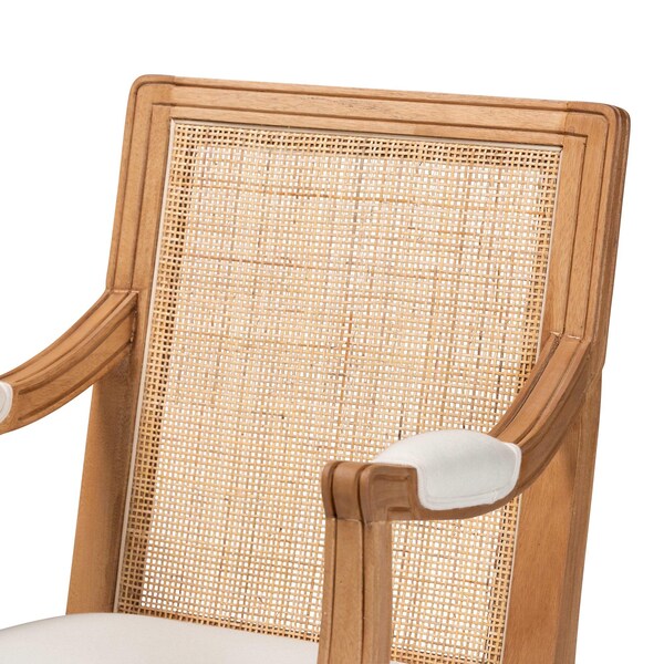 Bali & Pari Garridan Traditional French Beige Fabric and Honey Oak Finished Wood Accent Chair - 238-13312-ZORO