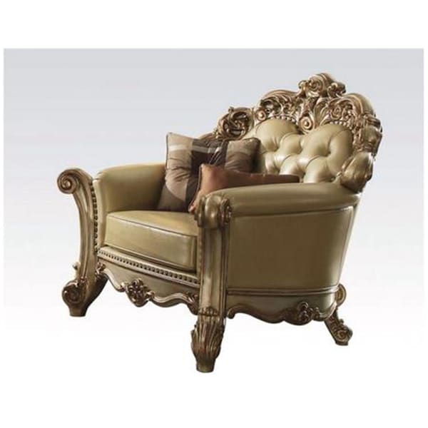 Homeroots 48 x 42 x 47 in. Bone Polyurethane Chair with 2 Pillows - 374239
