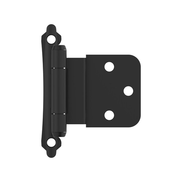 Amerock 3/8in 10mm Inset Self Closing Face Mount Matte Black Cabinet Hinge, 1 Pair - BPR7928FB