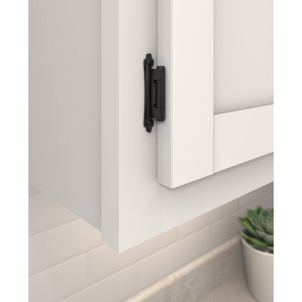 Amerock 3/8in 10mm Inset Self Closing Face Mount Matte Black Cabinet Hinge, 1 Pair - BPR7928FB