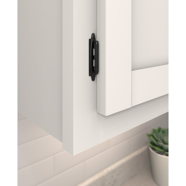 Amerock 3/8in 10mm Inset Non-Self Closing Face Mount Matte Black Cabinet Hinge, 1 Pair - BPR3417FB