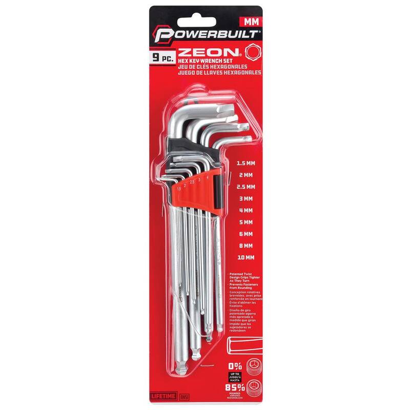 Juego de llaves hexagonales métricas Zeon de 9 piezas Powerbuilt para sujetadores dañados - 240095