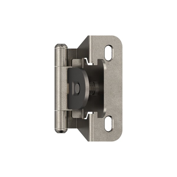 Amerock 1/4in 6mm Overlay Single Demountable Partial Wrap Nickel Cabinet Hinge, 1 Pair - BPR871514