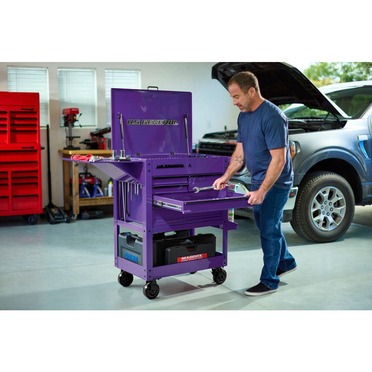 Carrito mecánico de 5 cajones, General de EE. UU., de 30 pulgadas, morado - 70698