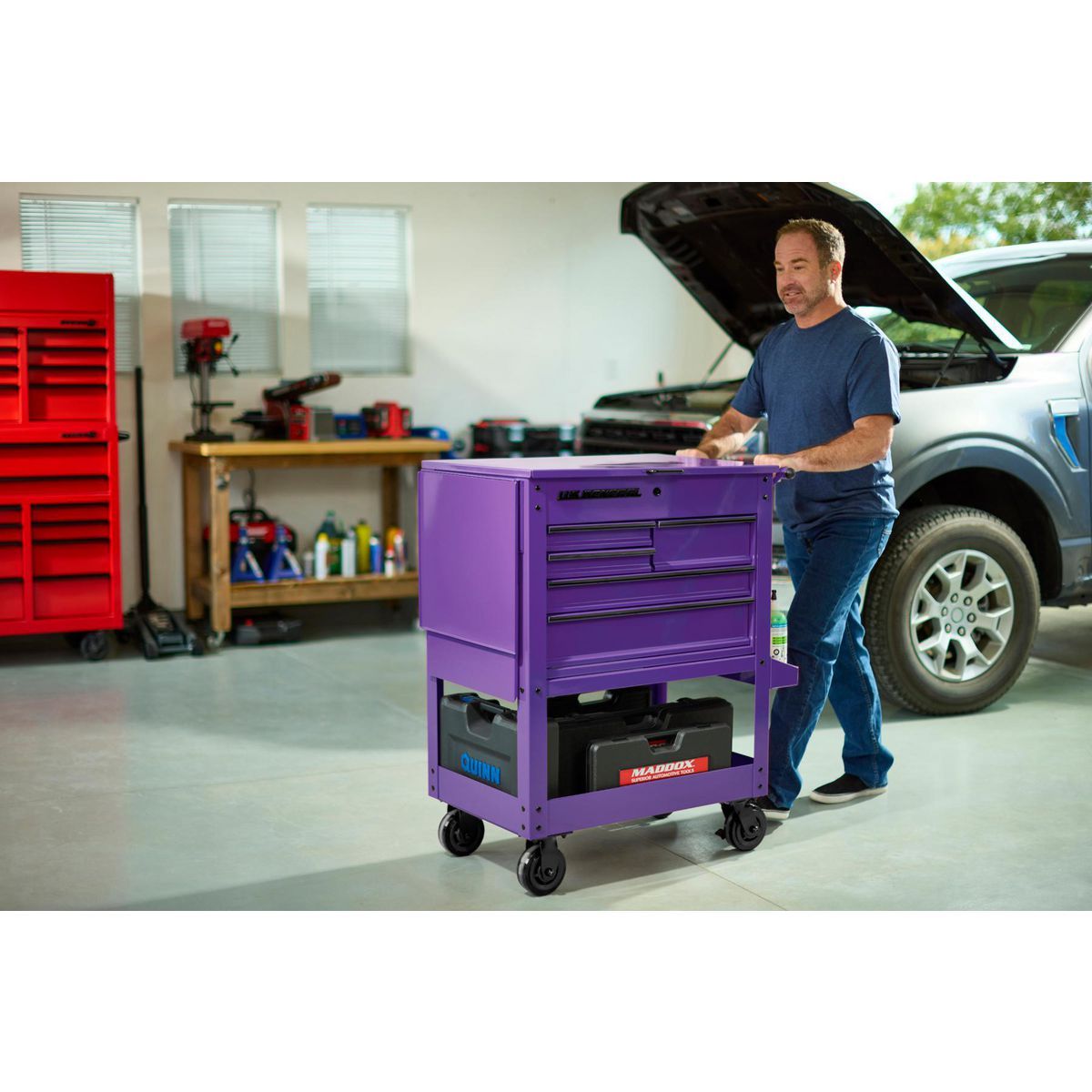 Carrito mecánico de 5 cajones, General de EE. UU., de 30 pulgadas, morado - 70698