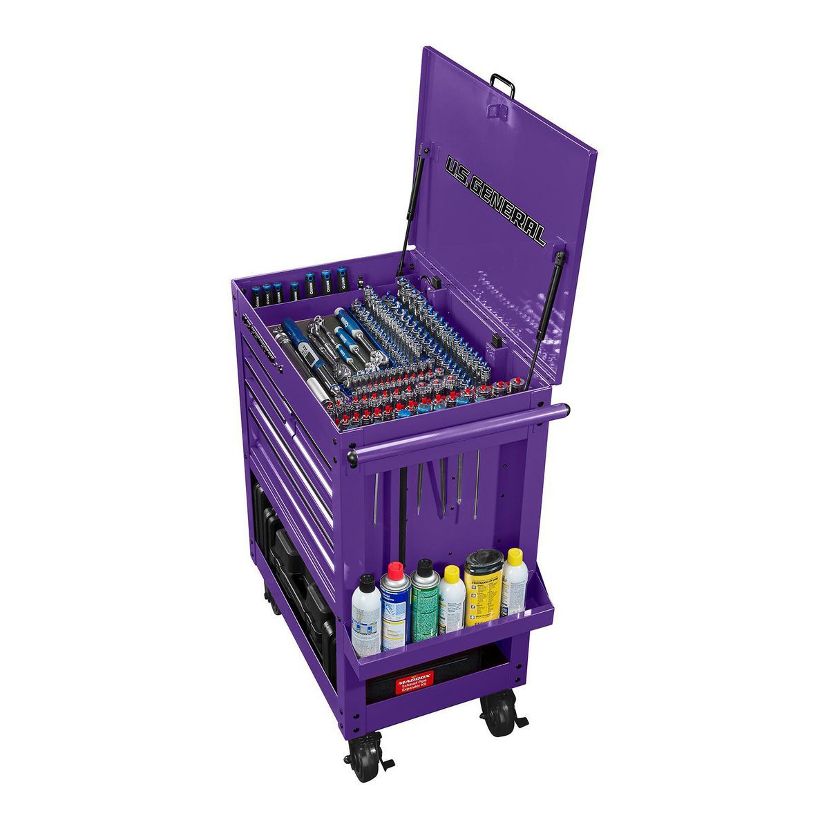 Carrito mecánico de 5 cajones, General de EE. UU., de 30 pulgadas, morado - 70698
