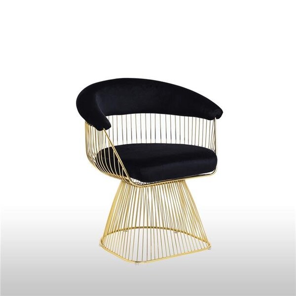 Best Master Furniture Best Master Furniture GH03-Black Accent Chair Gary Black Velvet With Gold Plated Frame Accent Chair - GH03 (BLACK) ACCENT CHAIR